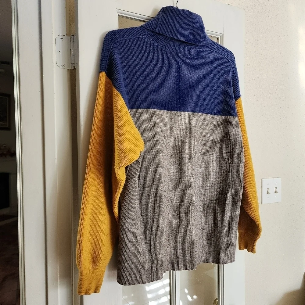 Free People Oversized Colorblock Turtleneck Sweater Small Flawed See Description